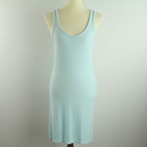 TALENTLESS Light Blue Cotton Blend Ribbed Knit Scoop Neckline Mini Dress XL